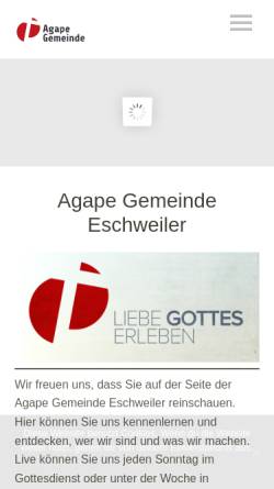 Vorschau der mobilen Webseite agape-gemeinde.de, Agape Gemeinde Eschweiler e.V.