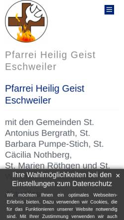Vorschau der mobilen Webseite www.hl-g.de, Katholische Pfarrgemeinde Heilig Geist
