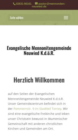 Vorschau der mobilen Webseite www.mennoniten-neuwied.de, Ev. Mennonitengemeinde Neuwied /Torney K.d.ö.R.