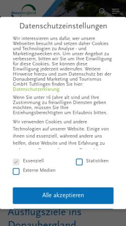 Vorschau der mobilen Webseite www.donaubergland.de, Donaubergland Marketing und Tourismus GmbH Tuttlingen