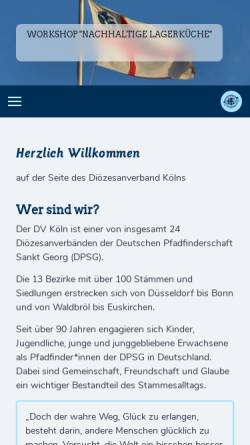 Vorschau der mobilen Webseite www.dpsg-koeln.de, Deutsche Pfadfinderschaft Sankt Georg (DPSG), Diözesanverband Köln
