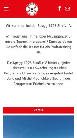 Vorschau der mobilen Webseite www.spvggstrass.de, Sportvereinigung 1928 Straß e.V.