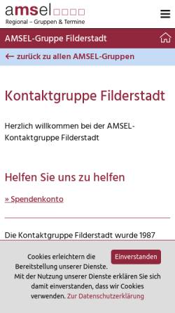 Vorschau der mobilen Webseite www.amsel.de, Amsel-Kontaktgruppe für MS Filderstadt
