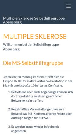 Vorschau der mobilen Webseite www.multiple-sklerose-abensberg.de, Multiple-Sklerose Selbsthilfegruppe Abensberg