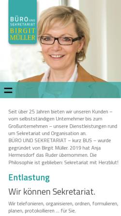 Vorschau der mobilen Webseite www.buero-und-sekretariat.de, Büro und Sekretariat Birgit Müller