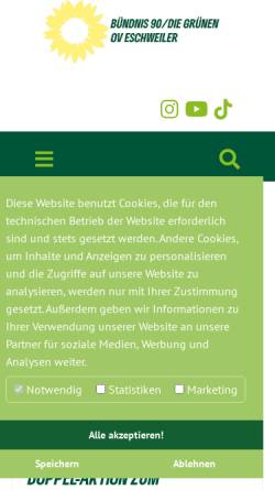 Vorschau der mobilen Webseite www.gruene-eschweiler.de, Bündnis 90/Die Grünen, Ortsverband Eschweiler