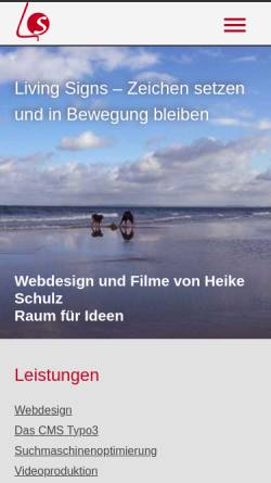 Vorschau der mobilen Webseite www.livingsigns.de, Living Signs, Heike Schulz