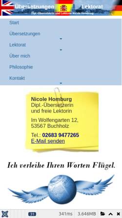 Vorschau der mobilen Webseite www.uebersetzungsschmiede.de, Übersetzungsschmiede, Inhaberin Nicole Homburg