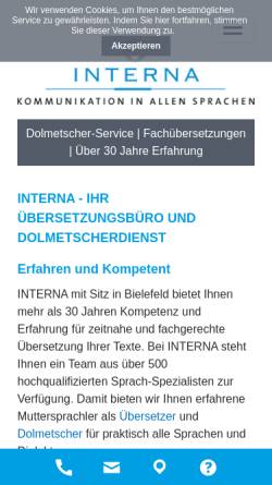 Vorschau der mobilen Webseite www.interna-uebersetzungen.de, Interna, Kommunikation in allen Sprachen - Inh. Kamer Kizilhan