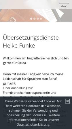Vorschau der mobilen Webseite www.uebersetzungsdienste-funke.de, Übersetzungsdienste Heike Funke