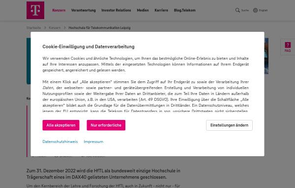 Vorschau von www.hft-leipzig.de, Hochschule für Telekommunikation Leipzig (HfTL)