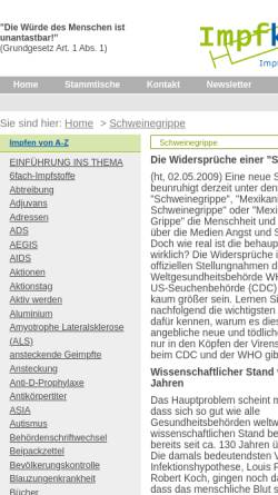 Vorschau der mobilen Webseite www.impfkritik.de, impfkritik.de - Schweinegrippe
