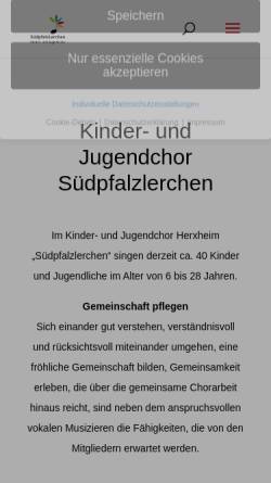 Vorschau der mobilen Webseite suedpfalzlerchen.de, Südpfalzlerchen Kinder- und Jugendchor Herxheim