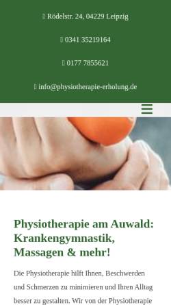 Vorschau der mobilen Webseite www.physiotherapie-erholung.de, Physiotherapie und med. Wellness Holger Neumann