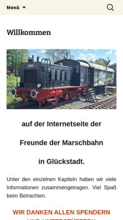 Vorschau der mobilen Webseite marschbahn-glueckstadt.de, Freunde der Marschbahn Glückstadt / BSW e.V.