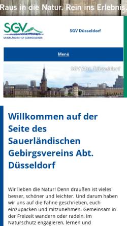Vorschau der mobilen Webseite sgv-duesseldorf.de, Sauerländischer Gebirgsverein (SGV), Abteilung Düsseldorf e.V.