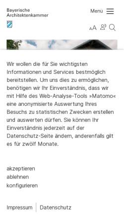 Vorschau der mobilen Webseite www.byak.de, Bayerische Architektenkammer