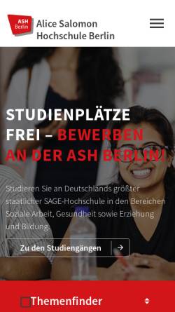 Vorschau der mobilen Webseite www.ash-berlin.eu, Alice Salomon Hochschule Berlin