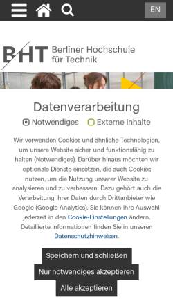 Vorschau der mobilen Webseite www.beuth-hochschule.de, Beuth Hochschule für Technik Berlin