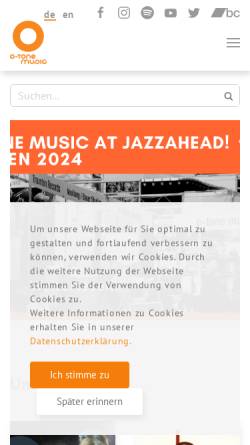 Vorschau der mobilen Webseite www.o-tonemusic.de, O Tone Music