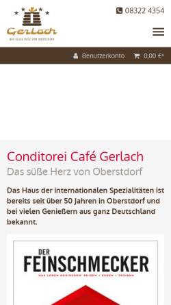 Vorschau der mobilen Webseite www.cafe-gerlach.de, Conditorei Café Gerlach