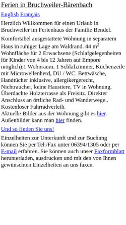 Vorschau der mobilen Webseite www.bendel-web.de, Ferienhaus Bendel