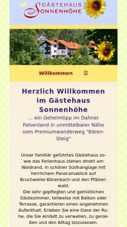 Vorschau der mobilen Webseite www.haus-sonnenhoehe.de, Haus Sonnenhöhe