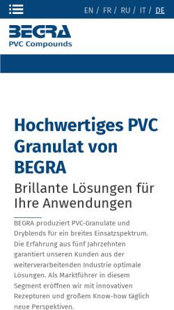 Vorschau der mobilen Webseite www.begra.com, BEGRA Granulate GmbH & Co. KG