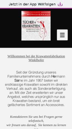 Vorschau der mobilen Webseite www.krawattenfabrikation.de, Krawattenfabrik