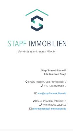 Vorschau der mobilen Webseite stapf-immobilien.de, Immobilien Stapf
