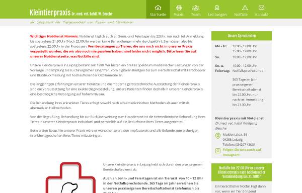 Vorschau von www.tierarztleipzig.de, Kleintierpraxis Dr. Beuche