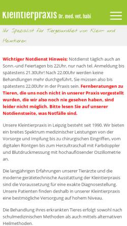 Vorschau der mobilen Webseite www.tierarztleipzig.de, Kleintierpraxis Dr. Beuche