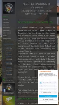 Vorschau der mobilen Webseite www.tierarzt-jassmann.de, Kleintierpraxis DVM Henrik Jassmann