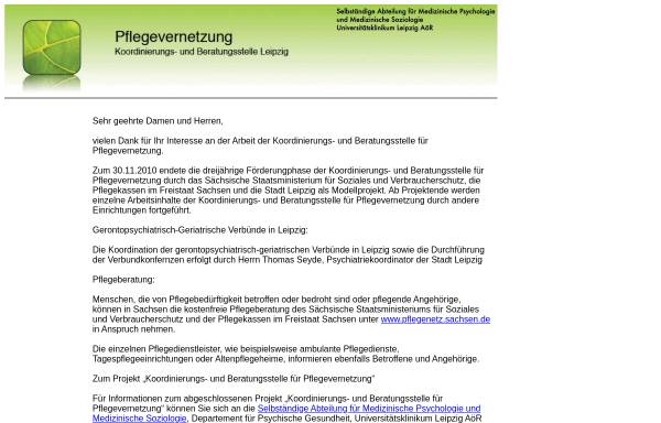 Vorschau von www.pflegevernetzung.de, Pflegevernetzung Koordinierungs- und Beratungsstelle