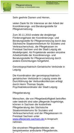 Vorschau der mobilen Webseite www.pflegevernetzung.de, Pflegevernetzung Koordinierungs- und Beratungsstelle