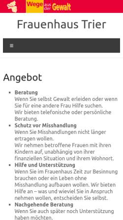 Vorschau der mobilen Webseite www.frauenhaus-trier.de, Autonomes Frauenhaus