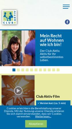 Vorschau der mobilen Webseite www.clubaktiv.de, Selbsthilfeverein Behinderter und Nichtbehinderter