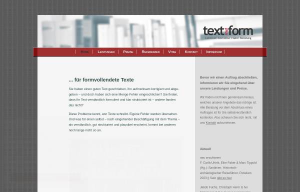 Vorschau von text-plus-form.de, Text plus Form Gunther Gebhard und Steffen Schröter GbR