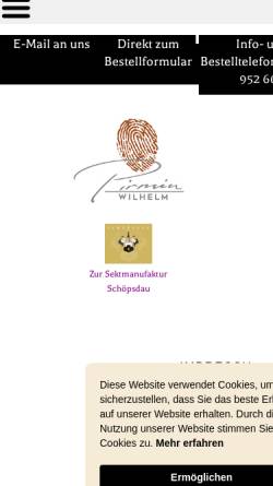 Vorschau der mobilen Webseite www.hubert-wilhelm.de, Sekt- und Weingut Hubert Wilhelm