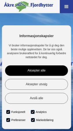 Vorschau der mobilen Webseite www.aakre-fjordhytter.no, Åkre-Fjordhytter