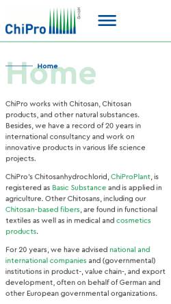 Vorschau der mobilen Webseite www.chipro.de, ChiPro GmbH