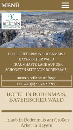 Vorschau der mobilen Webseite www.riederin.de, Hotel Resort Riederin
