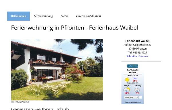 Vorschau von www.ferienhaus-waibel.de, Ferienhaus Waibel