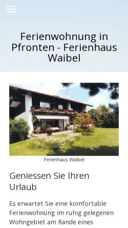 Vorschau der mobilen Webseite www.ferienhaus-waibel.de, Ferienhaus Waibel