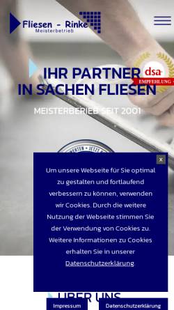 Vorschau der mobilen Webseite www.fliesen-rinke.de, Fliesen - Rinke