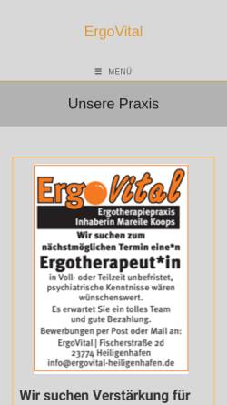 Vorschau der mobilen Webseite ergovital-heiligenhafen.de, Ergovital - Praxis für Ergotherapie