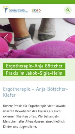 Vorschau der mobilen Webseite www.ergo-kornwestheim.de, Ergotherapiepraxis im Jakob-Sigle-Heim