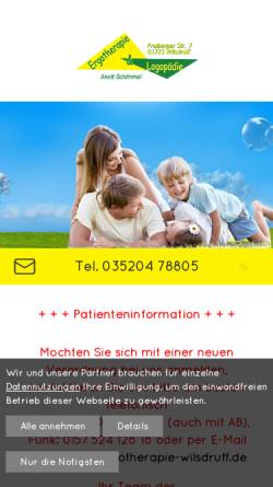 Vorschau der mobilen Webseite www.ergotherapie-wilsdruff.de, Ergotherapie Anett Schimmel
