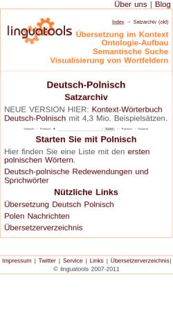Vorschau der mobilen Webseite www.linguatools.de, linguatools Wörterbuch Deutsch-Polnisch/Polnisch-Deutsch