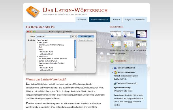 Vorschau von www.latein-woerterbuch.de, Das Latein-Wörterbuch